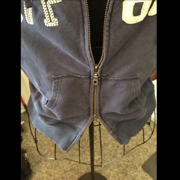 3/$11 Navy double zipper cozy hoodie - Picture 2 of 4